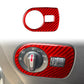 Red carbon fiber headlight switch panel trim sticker with cutout openings