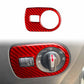 Red carbon fiber headlight switch panel trim sticker installed on headlight control