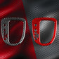 Red and black carbon fiber gear position panel stickers with oval cutout