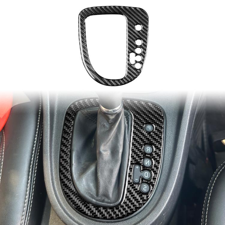 Black carbon fiber gear position panel sticker installed with gear indicator buttons