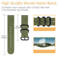 Army green woven nylon watch band with ring buckles, 125 mm long and 75 mm buckle section