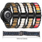 Black metal watch bands with brown, white, green, rainbow, and blue resin links; 185 mm length.