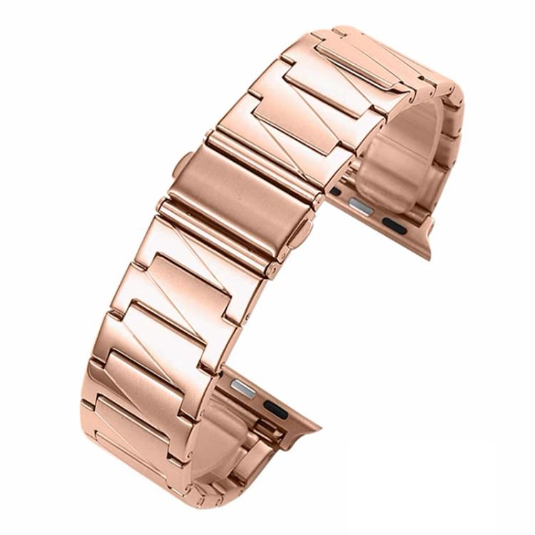 Rose gold xDfind stepped stainless steel watch band with folding clasp