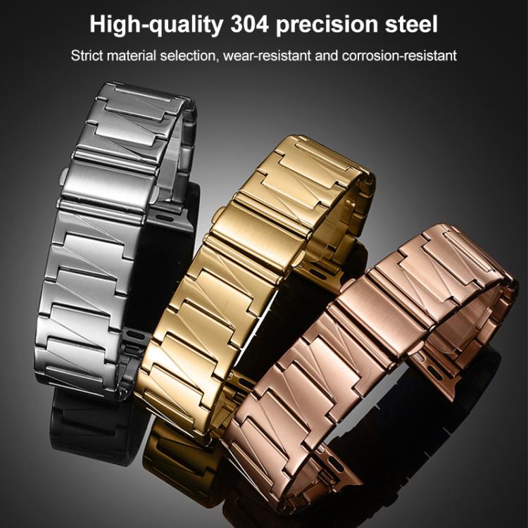 xDfind stepped stainless steel watch bands in silver, gold, and rose gold