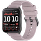 Lavender silicone watch band with a rectangular smartwatch and perforated strap