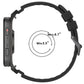 Black silicone watch band shown with a 5.5 to 8.7 inch wrist fit range