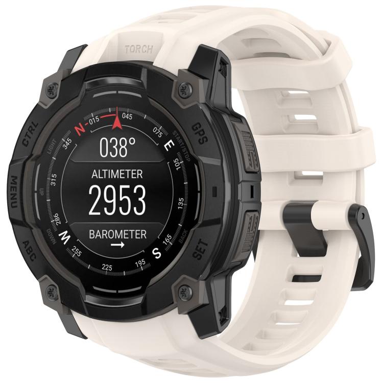 Cream silicone watch band fitted to a rugged smartwatch