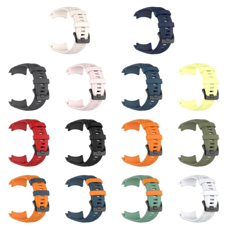 Assorted quick-release silicone watch bands in solid and two-tone colors
