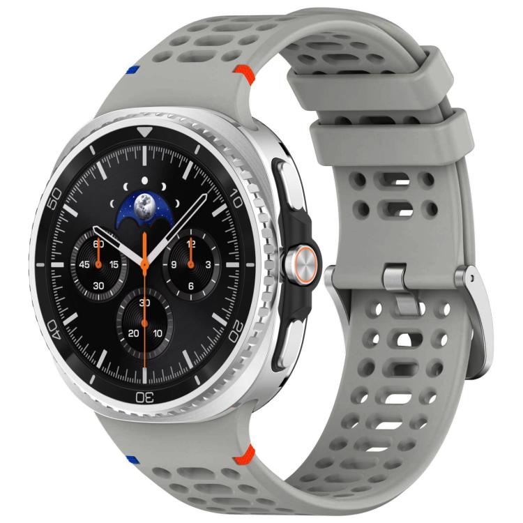 xDfind Alloy Silver Buckle Breathable Hole Silicone Watch Band, For Galaxy Watch9 / 8 / 8 Classic