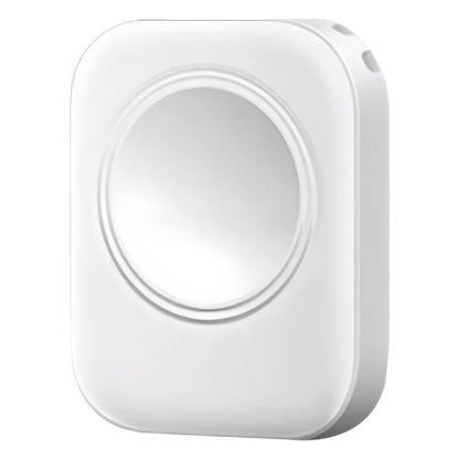 White magnetic wireless watch charger with a raised circular charging pad.
