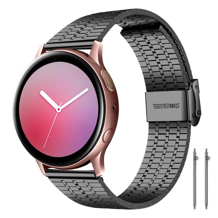 xDfind black stainless steel watch band shown on a rose gold watch