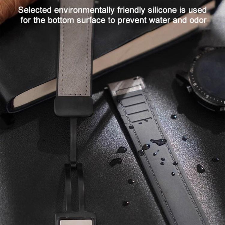 Watch band underside with silicone lining and water droplets