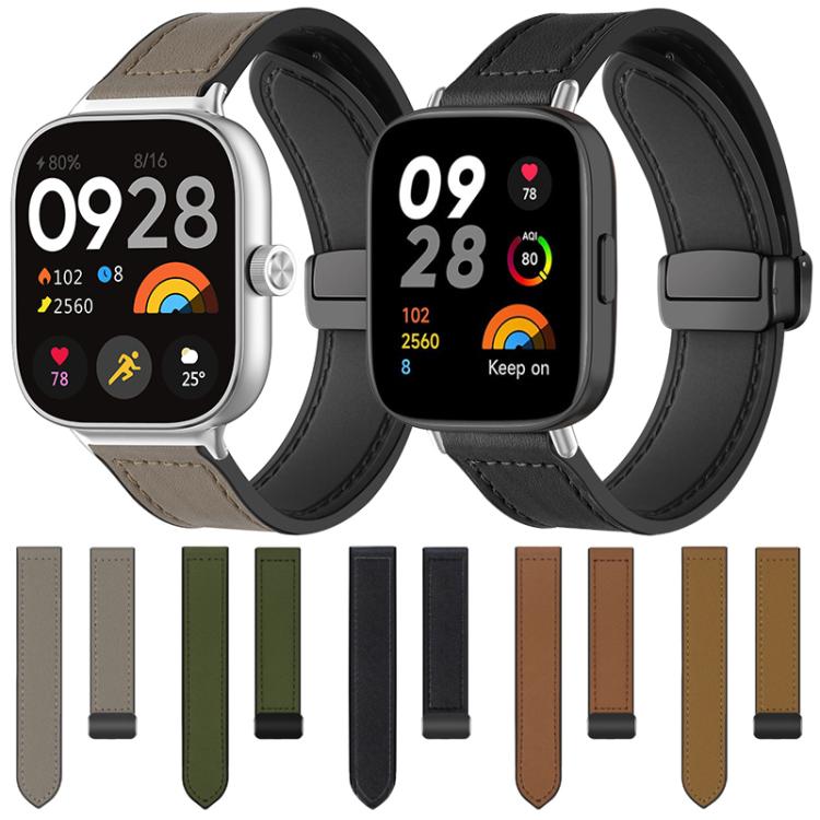 xDfind watch bands in taupe and black, shown on watches with five color options