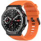 Amazfit T-Rex 3 with bright orange silicone band and black buckle