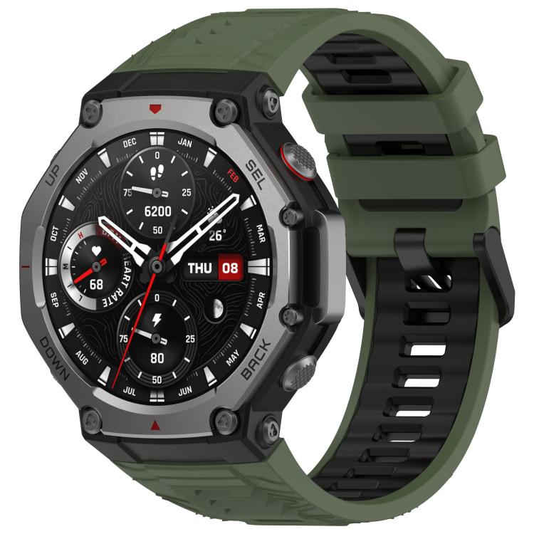 xDfind Two-color Black Buckle Silicone Watch Band, For Amazfit T-Rex 3