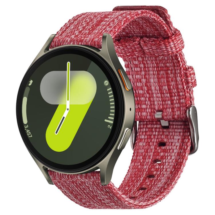 Red nylon canvas watch band with round smartwatch