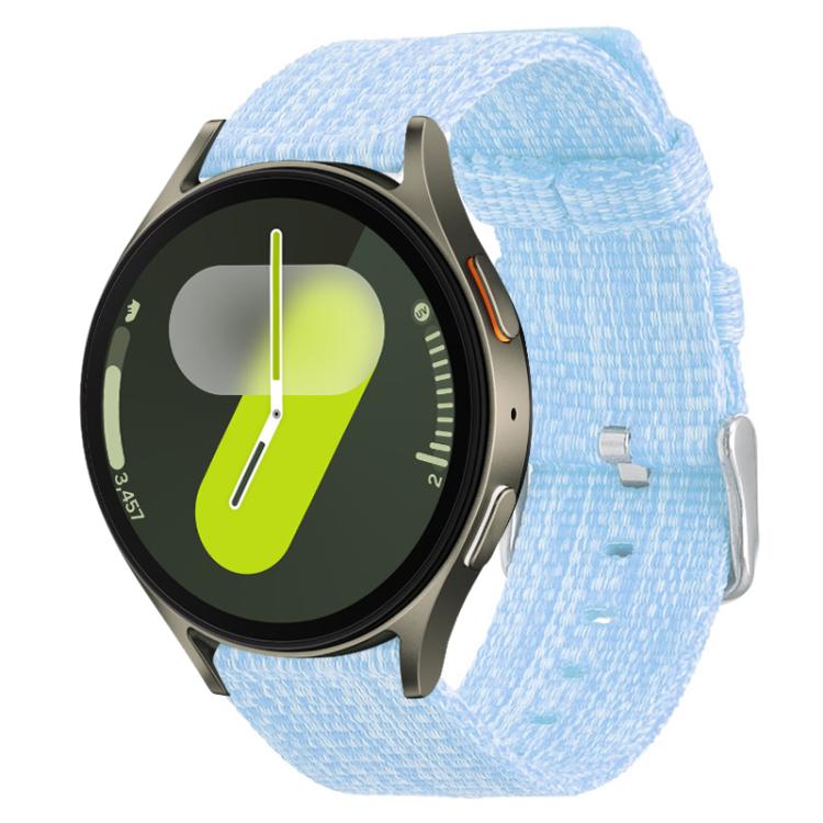 Sky blue nylon canvas watch band with round smartwatch