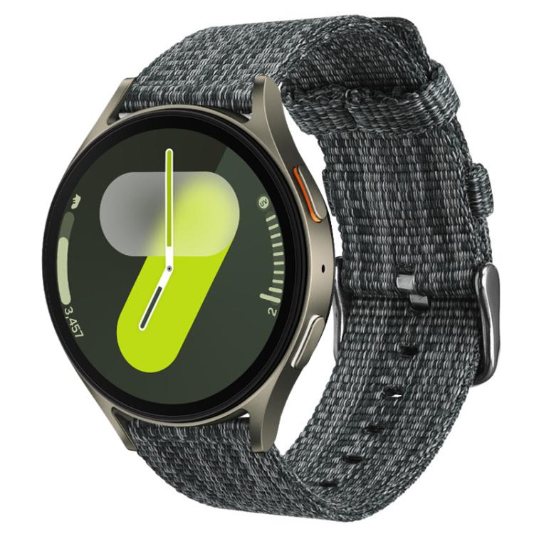 Dark gray nylon canvas watch band with round smartwatch