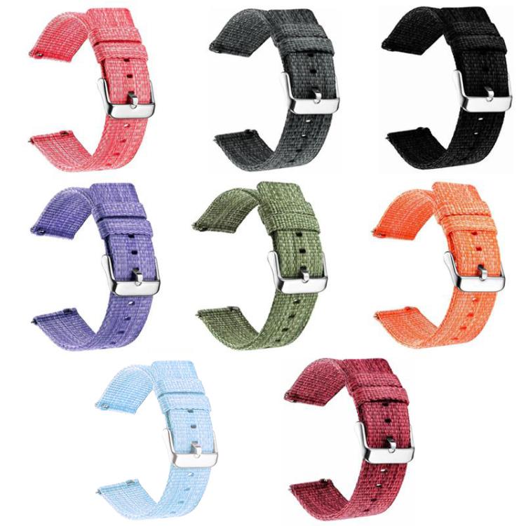 Woven nylon watch bands in eight colors with stainless steel buckles