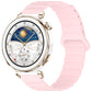 Glossy pink silicone watch band with a magnetic loop closure, shown on a smartwatch.