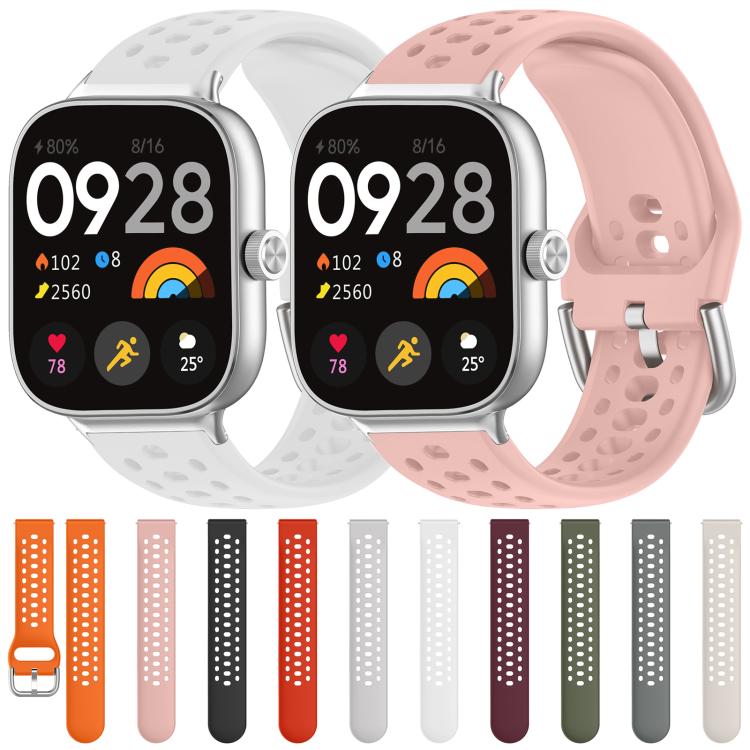 xDfind perforated silicone watch bands in assorted colors, shown fitted to watches