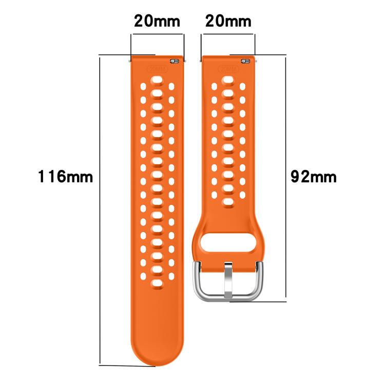 xDfind orange perforated silicone watch band, 20 mm wide with two strap lengths