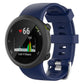 Navy blue silicone watch band with ribbed texture, shown attached to a round watch.
