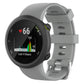 Gray silicone watch band with ribbed texture, shown attached to a round watch.