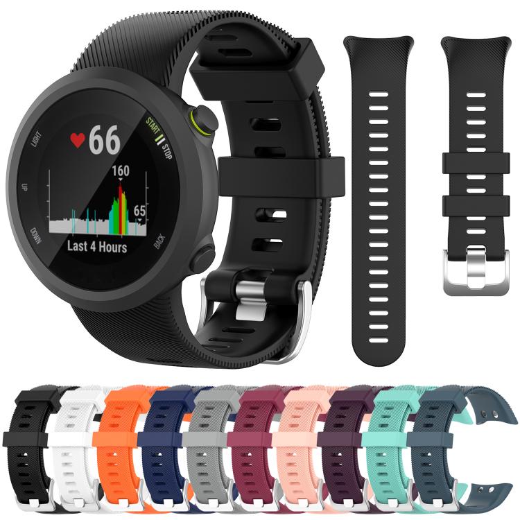 Black silicone watch band set with watch, two replacement strap pieces, and color options.