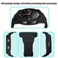 Black integrated TPU watch band with protective case shown from multiple angles