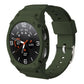 Integrated TPU watch band in army green with protective watch case and adjustable strap
