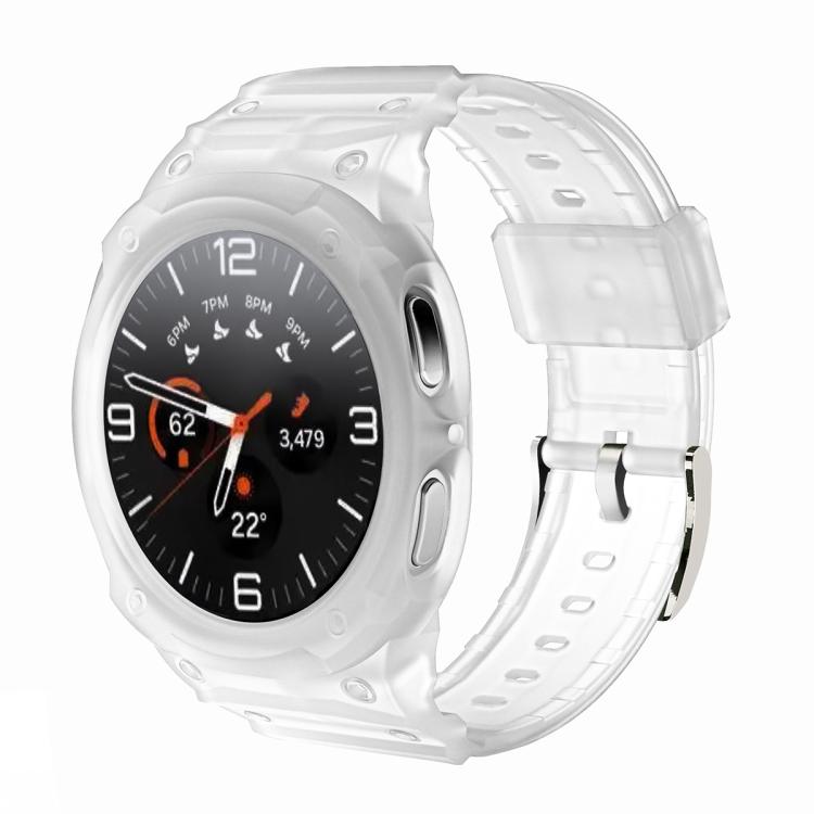Frosted transparent integrated TPU watch band with protective case and adjustable strap