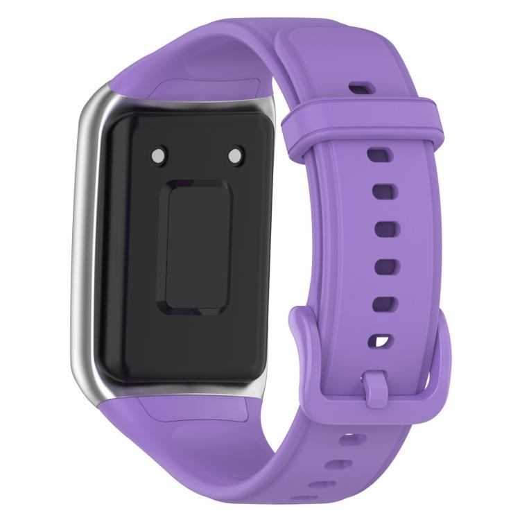 Lilac TPU sport watch band shown from the back with adjustment holes