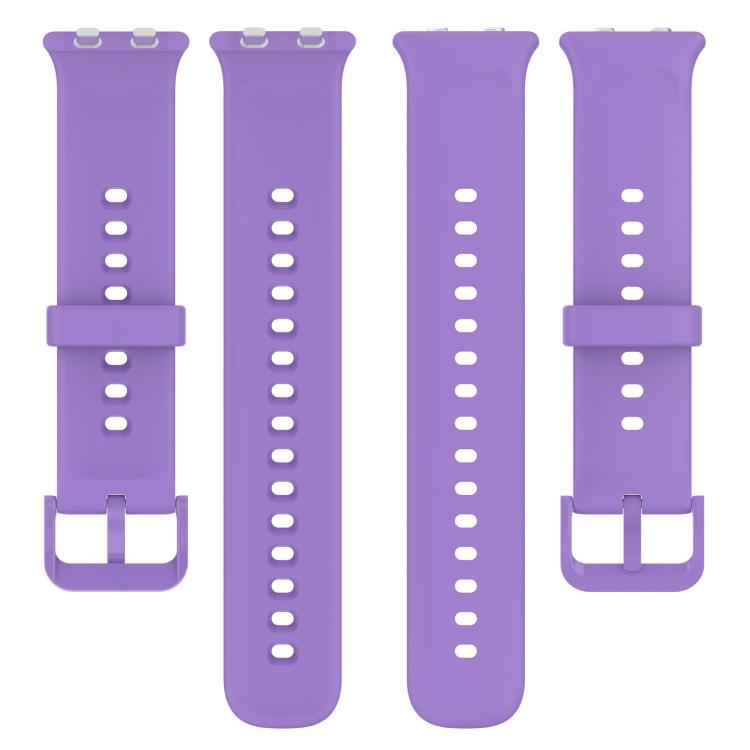 xDfind lilac silicone watch band shown as two separate strap pieces with adjustment holes.