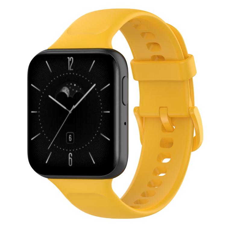 xDfind yellow silicone watch band, shown fitted to an OPPO Watch 3.