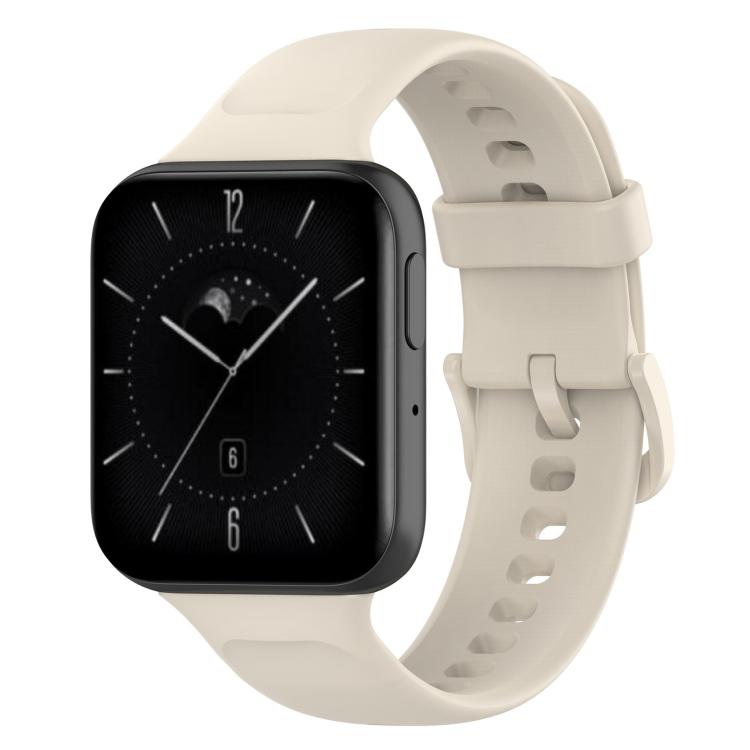 xDfind beige silicone watch band, shown fitted to an OPPO Watch 3.