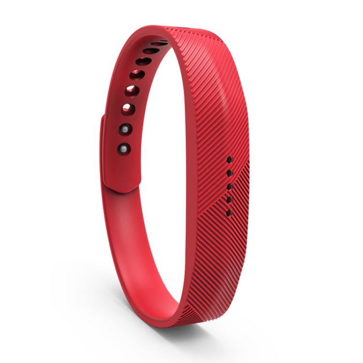 Fitbit Flex 2 silicone band in red with ribbed texture and metal buckle