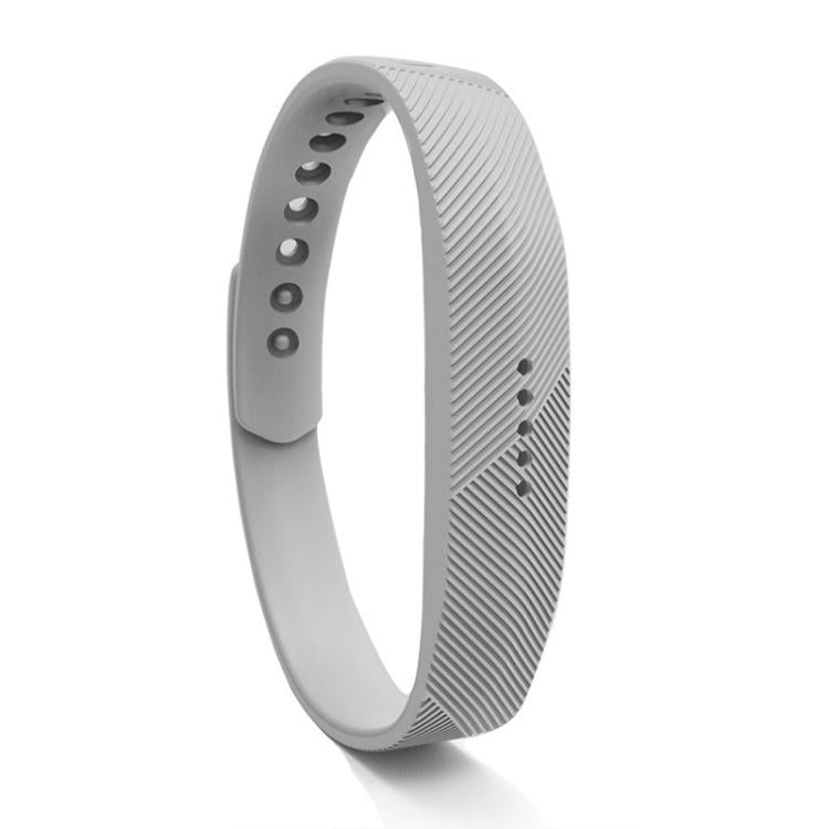 Fitbit Flex 2 silicone band in gray with ribbed texture and metal buckle
