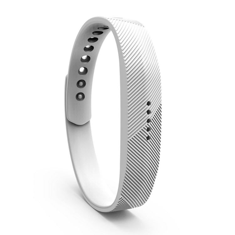 xDfind silicone band for Fitbit Flex 2 in white, with ribbed texture and snap buckle