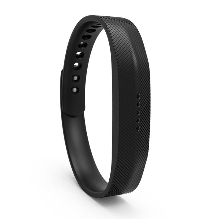 xDfind silicone band for Fitbit Flex 2 in black, with ribbed texture and snap buckle