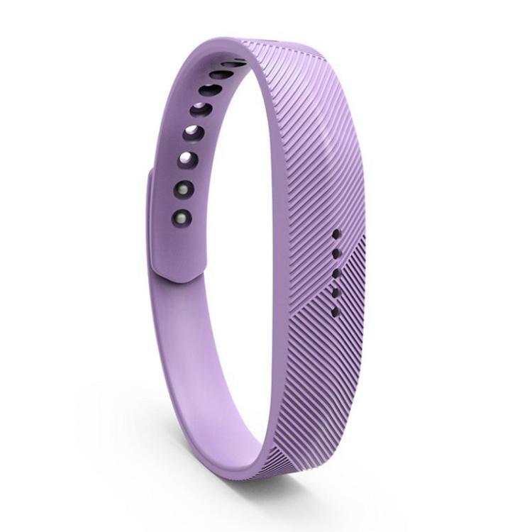 Lavender silicone Fitbit Flex 2 replacement band with ridged texture and adjustment holes