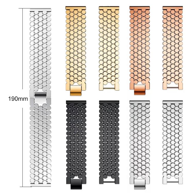 Metal watch bands in several colors, shown with a 190 mm length guide.