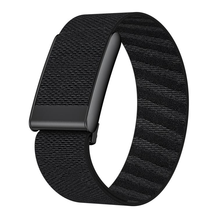 Black textured nylon watch band with a dark adjustable buckle.