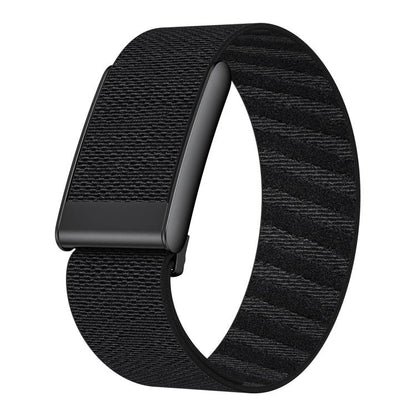 Black textured nylon watch band with a dark adjustable buckle.