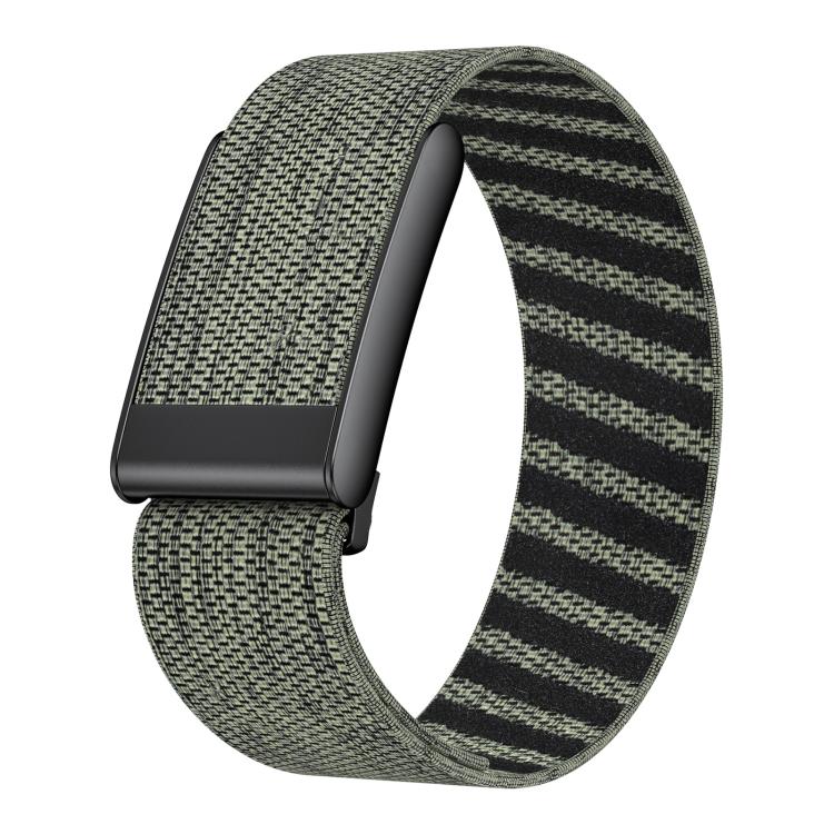 Gray-green woven nylon watch band with a dark adjustable buckle.