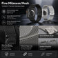 Black and silver Milanese mesh watch bands with close-ups of the weave and buckles.