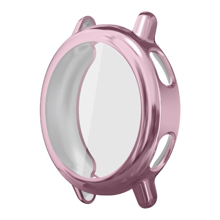Pink electroplated xDfind TPU watch cover with a clear screen film