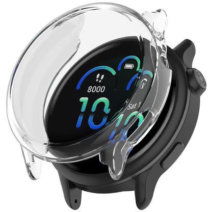 Clear full-cover watch case fitted over a smartwatch