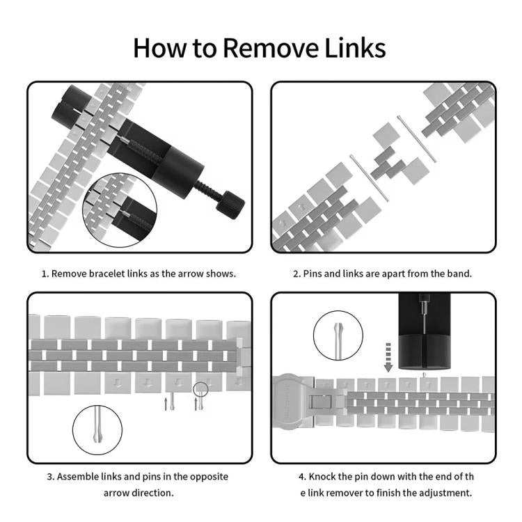 Stainless steel watch band link removal and reassembly guide