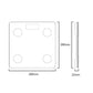 Smart body fat scale with round sensor pads; front and side size diagram